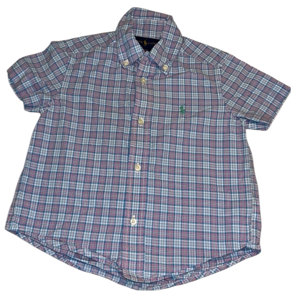 Ralph Lauren Boys Toddler Plaid Button Down Short Sleeve 2T